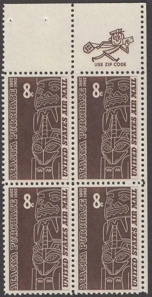Scott # C 70 - ZIP Block Of 4 - Alaska Purchase - MNH - 1967 - Image 1 of 1