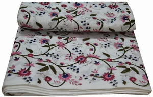 Cotton fabric Floral 10 Yard Indian Block Print Cotton Running Natural color fab - Picture 1 of 6