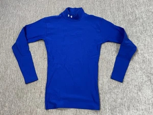 Under Armour Compression Shirt Mens Small Blue Long Sleeve Mock Neck Base Layer - Picture 1 of 10