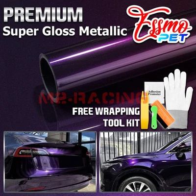 ESSMO PET Super Gloss Metallic Midnight Purple Car Vinyl Wrap Decal Like Paint - Image 1 of 4