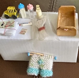 Vintage 1:12 Scale Dollhouse Nursery Items - Picture 1 of 8