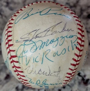 Joe DiMaggio Mel Allen Bill Dickey Johnny Mize Larry Doby Signed Baseball JSA - Picture 1 of 7