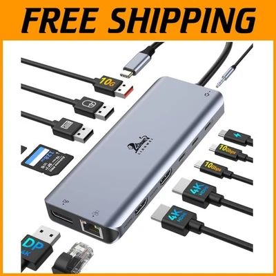 USB C Docking Station 13-in-1 - Plug and Play, 4K Monitors - Image 1 of 4