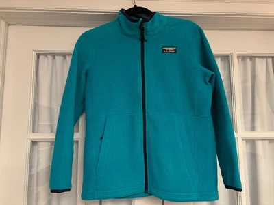 Chaqueta polar LL Bean niñas grande 14/16 azul turquesa cremallera completa con bolsillos Foto 1 de 4