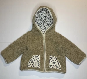Carter’s Sherpa-Wendejacke 12M Baby Mädchen beige Blumen Hoodie Reißverschluss - Bild 1 von 5