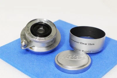 Leica 3.5cm f3.5 Elmar Chr L39 sm Mt com lente com capuz FOOKH/tampas f/IIIg/IIIF NICE - Imagem 1 de 4