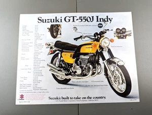 Suzuki GT-550J Indy & GT-750J Le Mans Motorcycle Advertising Brochure - Bild 1 von 2