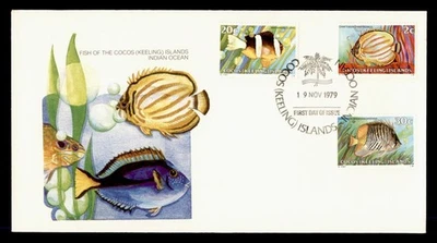 DR WHO 1979 COCOS KEELING ISLANDS FDC FISH CACHET COMBO M61457 Foto 1 de 2