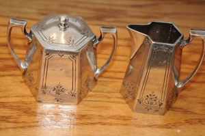 Reed Barton Small Antique Sugar Bowl & Creamer No. 196 X Gilt Med & Plated Hall - Picture 1 of 24