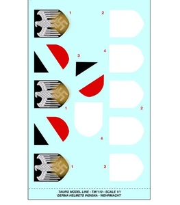 German Helmet Insigna Wehrmacht decal Tauro Model TM1110  sc 1/1  film unico - Imagen 1 de 3