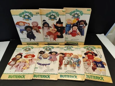 7 UNCUT Cabbage Patch Kids Doll Clothes PATTERNS Butterick 1980s Transfers Vntg - Image 1 of 4