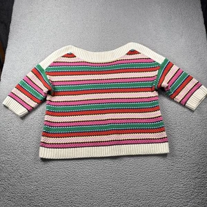 Boden Sweater Womens L Striped Colorful 3/4 Sleeve Boxy Oversized Boho Festival - Picture 1 of 11