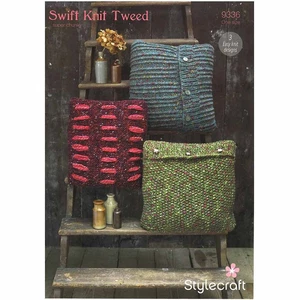 Stylecraft 9336 Modello a maglia tweed a maglia super grossa - Copricuscino