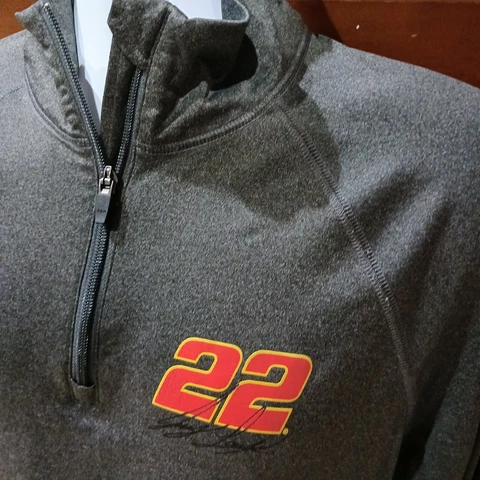 Joey Logano Large Team Penske #22 Gray 1/4 Zip Pullover Shirt NASCAR Racing Cover
