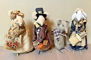 Lot of 4 Primitive Mice Figures Autumn - Picture 1 of 16