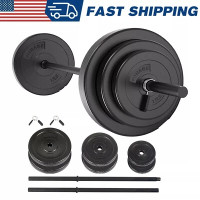 Pithage 45 lbs Barbell Weight Set Adjustable Weights Lifting for Home Gym Fitnes - Image 1 of 4