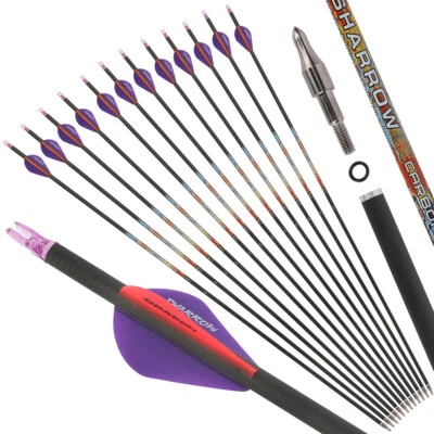 31" Pure Carbon Arrows SP250-600 Shaft Vanes Recurve Compound Bow Hunting Target - Image 1 of 4