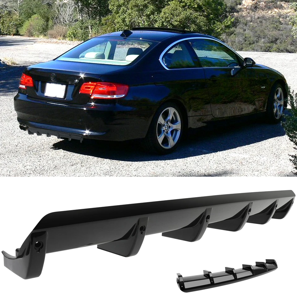 Para 3 Series E92 328i 325i Coupe para-choque traseiro difusor spoiler labial brilho preto - Imagem 1 de 4
