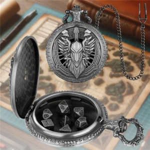 Antique Style Mini Metal DND Dice Set for Dungeons and Dragons in Pocket Case - Picture 1 of 10