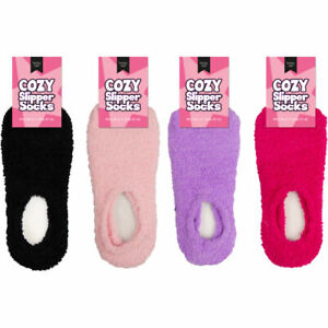 Ladies Slipper Socks - Womens Gripper Warm Cosy Soft Teddy Fleece Size 4-7 Girls