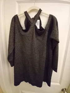 Neu mit Etikett Torrid schulterfreier Pullover schwarz Viskose/Poly Metallic Regular 3X 22/24 lesen - Bild 1 von 5