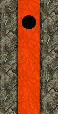 Cornhole Board- Bag Toss wrap - VINYL DECAL- CAMO ORANGE STRIPE - Image 1 of 3