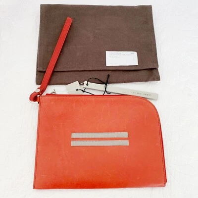 Новый с ярлыками Rick Owend унисекс молнии кожаный клатч оранжевый - Изображение 1 из 4