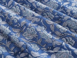 Indian Floral Fabric Supply Hand Block Print Cotton Voile Craft Sewing By 5 Yard - Foto 1 di 7