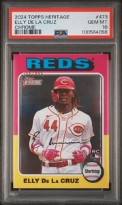 2024 TOPPS HERITAGE CHROME #356/999 ELLY DE LA CRUZ ROOKIE CARD RC PSA 10 GEM - Picture 1 of 2
