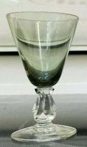 Stem Ware Smoked Gray Glass Cordgel Wine Faceted Stem Mid Century Modern 8 piece - Picture 1 of 9