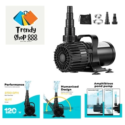 Погружной водяной насос 120 Вт 2700 галлонов в час - тихая работа с барьерным мешком - Изображение 1 из 4