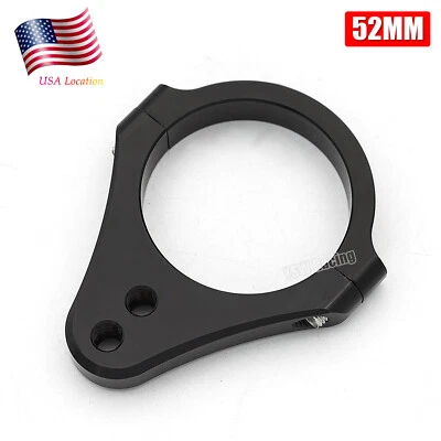 Amortiguador de dirección de moto 52 mm soporte de abrazadera de montaje marco de horquilla aluminio negro Foto 1 de 4