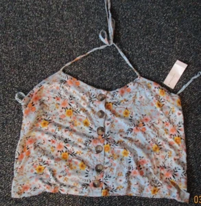 Neu American Eagle Cropped Neckholder Binde Top Gr. XL Viskose Elasthan Brustweite 39 in - Bild 1 von 3