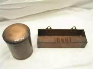 Vintage Copper Humidor Tobacco Jar w/Art Decor Ash Tray Wall Pipe Holder - Picture 1 of 8