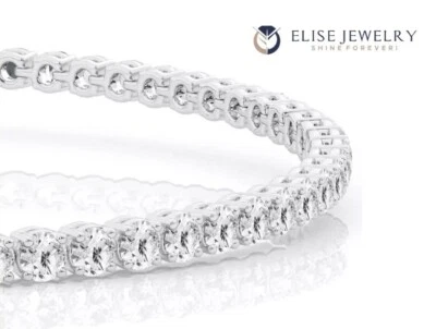 2 Ct E/VS Round Lab Grown Diamond Tennis Bracelet Solid 14K White Gold  - Image 1 of 4