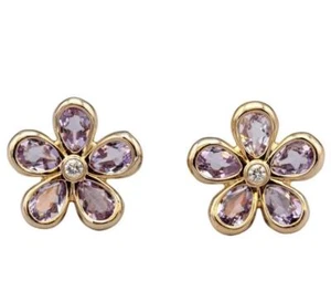Tiffany & Co. Amethyst and Diamond Garden Flower 18k Rose Gold Stud Earrings - Picture 1 of 8
