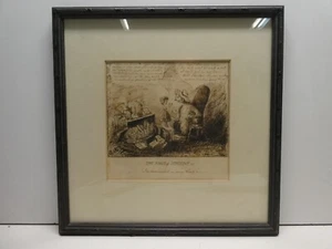 ORIGINAL ANTIQUE FRAMED ETCHING 1847 THE MARCH OF INTELLECT IMPROVEMENTS IN EVER - Picture 1 of 11
