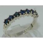 Quality Solid Hallmarked 14K White Gold Natural Sapphire Eternity Band Ring