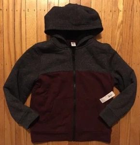 NWT Boy's Old Navy Gray & Burgundy Fur Lined Hoodie - Size M 8 - Picture 1 of 8