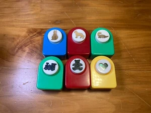 Lot Of 6 Paper Hole Puncher Carol Wright Gifts Heart Bear Cat Dog Dinosaur Train - Picture 1 of 5