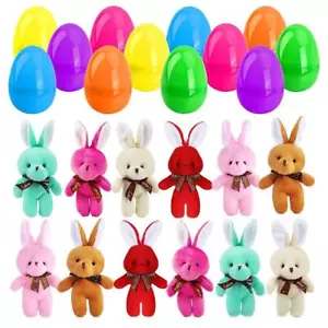 12pcs Easter Eggs W/ Stuffed Bunny Toys Kid Keyrings Cute Party Decor Gift D0P8 - Picture 1 of 10