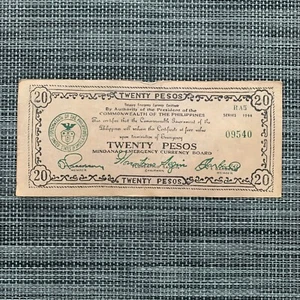 1943 Philippines Mindanao 20 Pesos WWII Emergency Banknote WW2 Currency Money - Picture 1 of 4