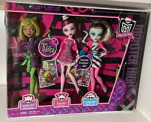 Monster High Dawn of the Dance 3 pack MIB Clawdeen Draculaura Frankie GLUE FREE! - Picture 1 of 13