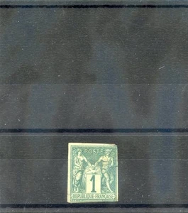 FRENCH COLONIES Sc 24(YT 24)*F-VF LH 1877 10c GREEN, TYPE I $50 - Picture 1 of 1