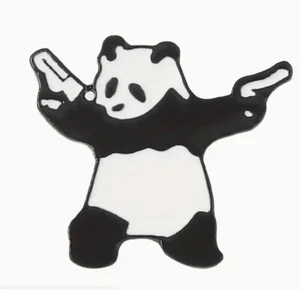 Panda W/Guns Enamel pin, funny Panda Pin - Picture 1 of 2