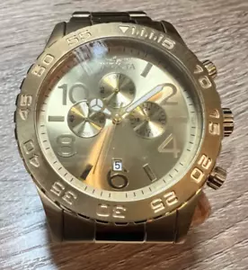 Invicta Men's 1270 Specialty Chronograph Gold Dial 18k Gold Ion-Plated Stainless - Picture 1 of 3