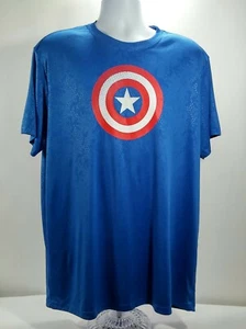 Marvel Captain America Classic Shield Logo Herren Hemd Blau Kurzarm Größe 2XL - Bild 1 von 7