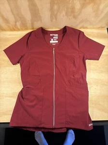 Barco Grey's Anatomy Edge Zipper Front Red XS Women's Scrub Top - Picture 1 of 15