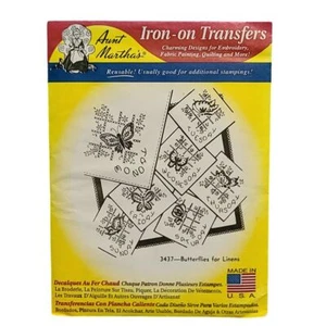 Diseño bordado lino patrón transferencia planchado mariposas tía Martha's  - Imagen 1 de 2