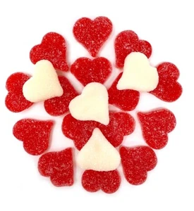 SweetGourmet Sour Gummy Red and White Candy Hearts | Cherry & Strawberry-Banana - Picture 1 of 12
